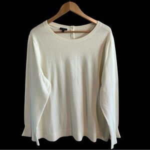 Talbots Classic Crew Neck Sweater Lambswool Pullover Cream 3X